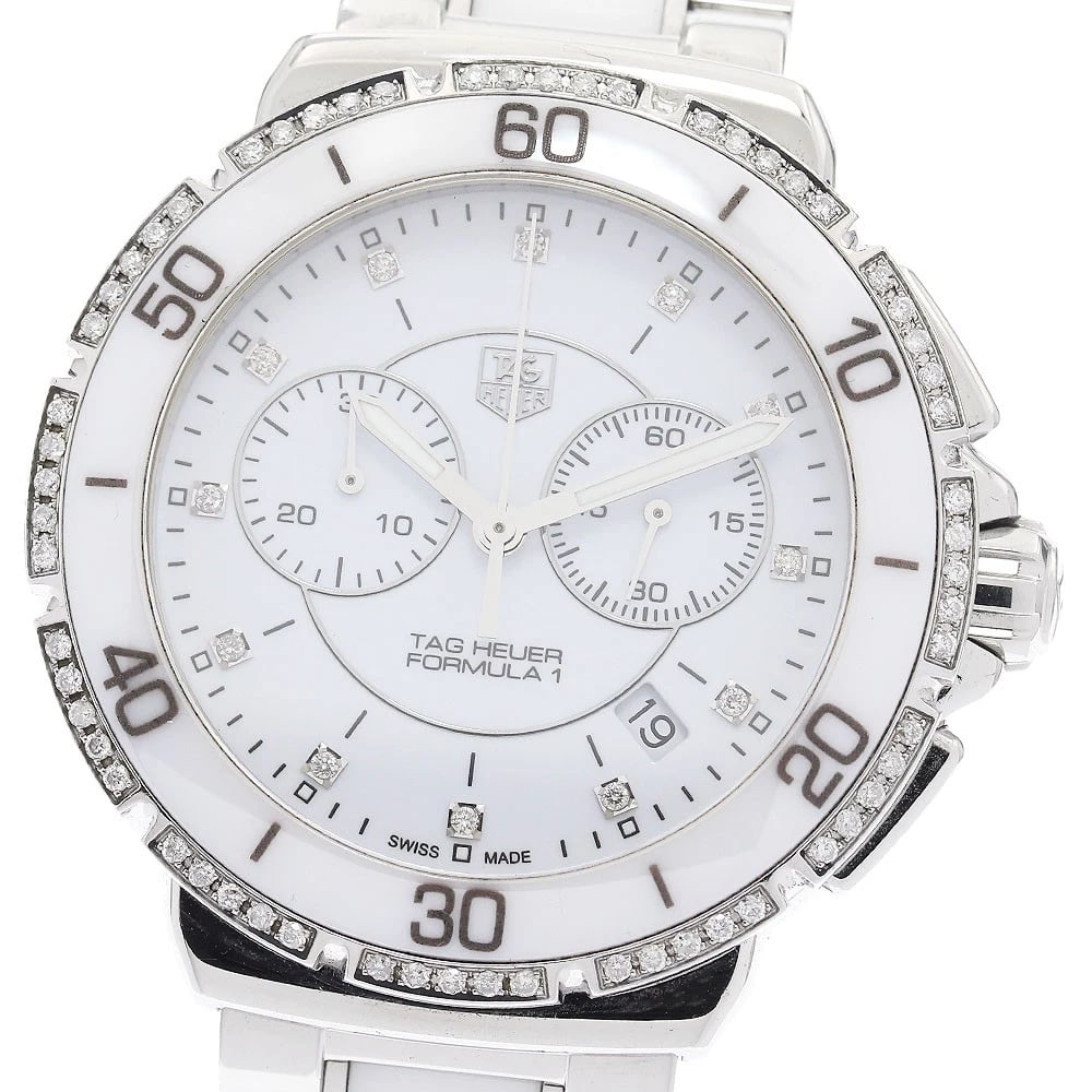 TAG HEUER CHRONOGRAPH DIAMOND QUARTZ WATCH: TAG HEUER Chronograph Diamond Quartz Watch Brand: TAG HEUER Type: Wristwatch Material: Band Material Stainless Steel / ceramic, Case Material Stainless Steel / ceramic Color: Band Color White /