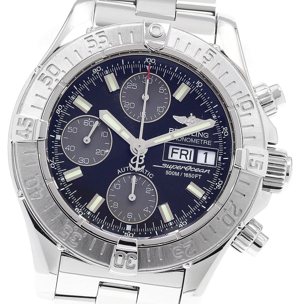 BREITLING SUPER OCEAN CHRONOGRAPH GRAY BLACK WATCH: BREITLING Super Ocean Chronograph Gray black Watch Brand: BREITLING Type: Wristwatch Material: Band Material Stainless Steel, Case Material Stainless Steel Color: Band Color Silver, Dial ColorGray /