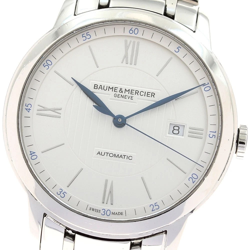BAUME & MERCIER CLASSIMA DATE SILVER AUTOMATIC WATCH: Baume & Mercier Classima Date Silver Automatic Watch Brand: Baume & Mercier Type: Wristwatch Material: Band Material Stainless Steel, Case Material Stainless Steel Color: Band Color Silver, Dial Color