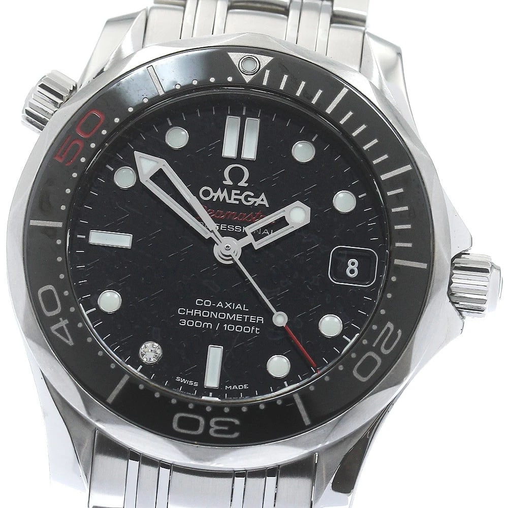 OMEGA SEAMASTER WATCH: OMEGA Seamaster Watch Brand: OMEGA Type: Wristwatch Material: Band Material Stainless Steel, Case Material Stainless Steel Color: Band Color Silver, Dial Colorblack, Case ColorSilver Size: Case Size
