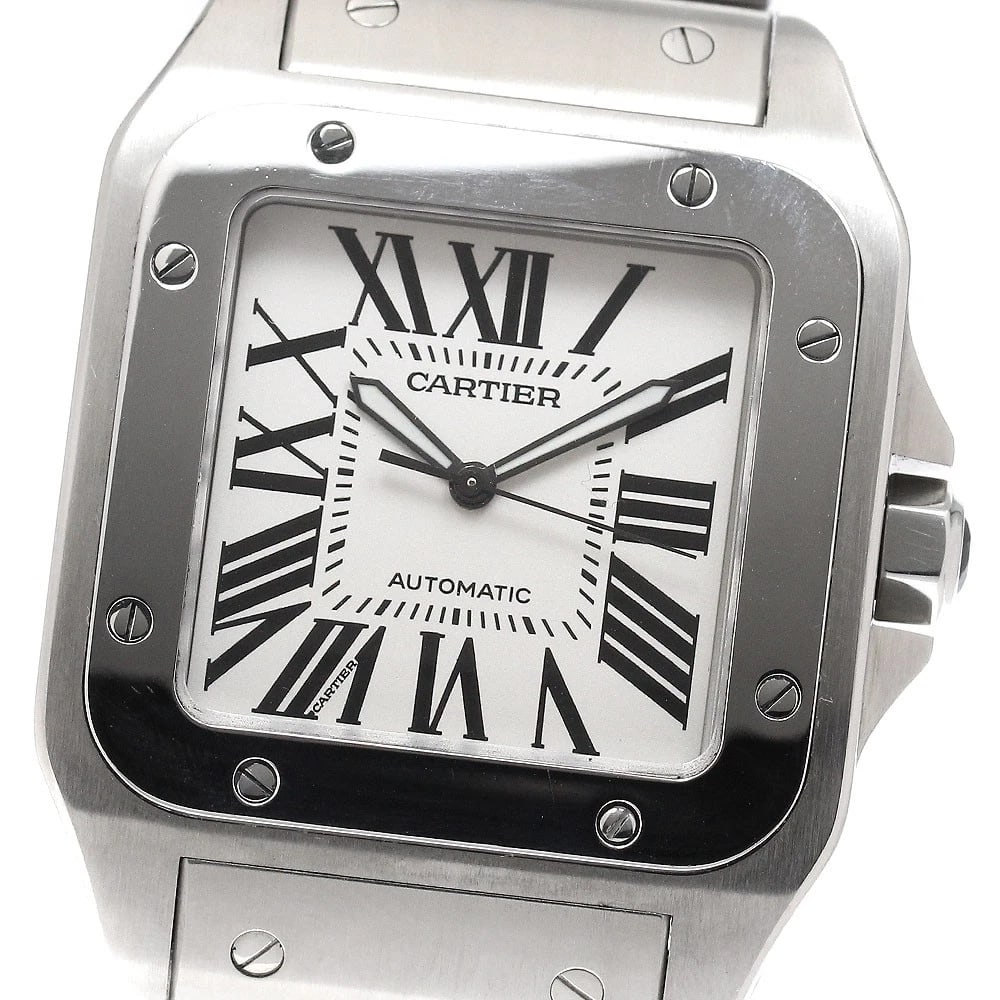 CARTIER SANTOS SILVER AUTOMATIC WATCH: CARTIER Santos silver Automatic Watch Brand: CARTIER Type: Wristwatch Material: Band Material Stainless Steel, Case Material Stainless Steel Color: Band Color Silver, Dial ColorSilver, Case