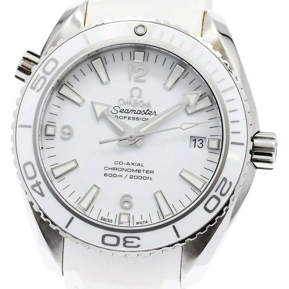 OMEGA SEAMASTER PLANET OCEAN AUTOMATIC WATCH: OMEGA Seamaster Planet Ocean Automatic Watch Brand: OMEGA Type: Wristwatch Material: Band Material rubber, Case Material Stainless Steel Color: Band Color white, Dial Colorwhite, Case ColorSilver
