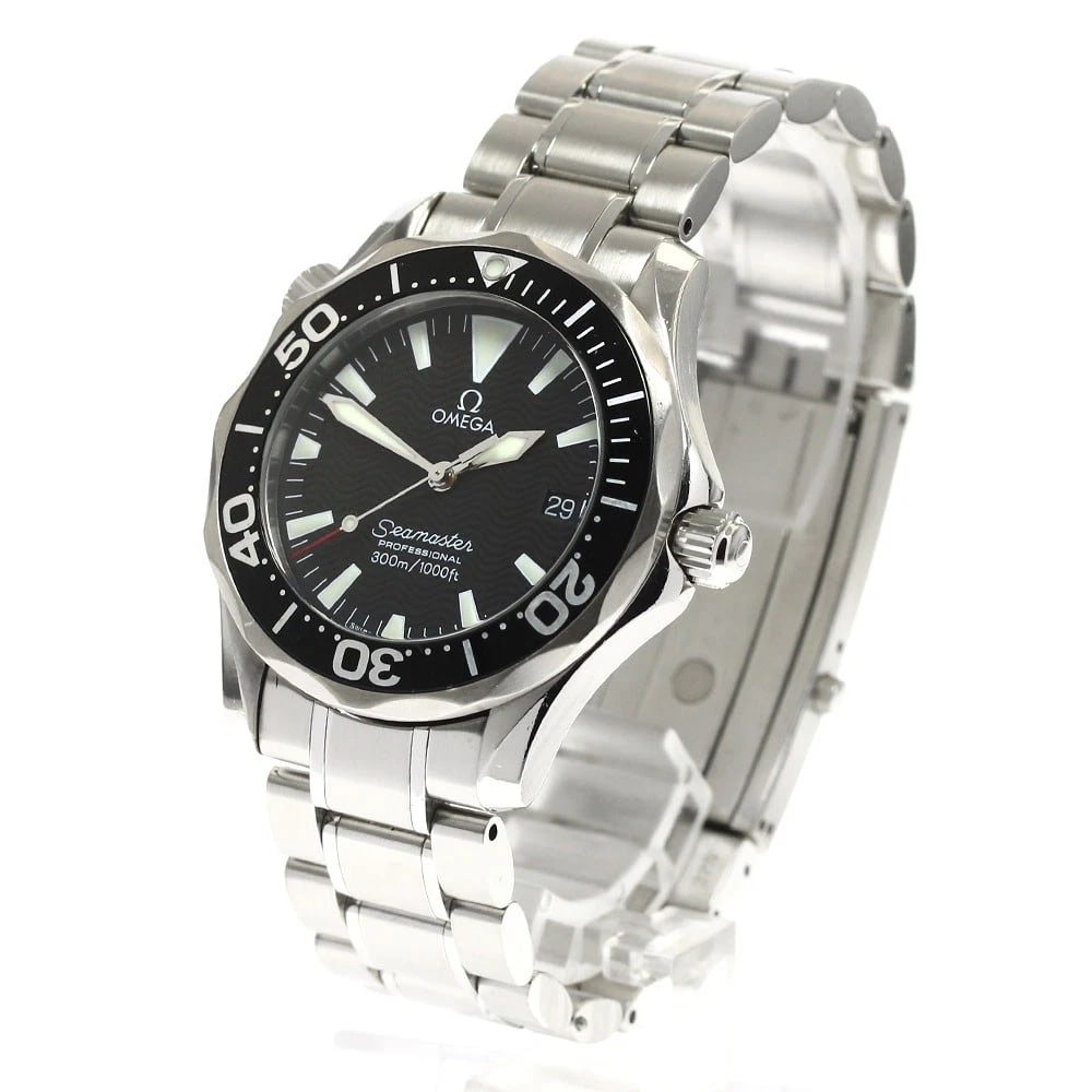 OMEGA SEAMASTER PROFESSIONAL BLACK QUARTZ WATCH: OMEGA Seamaster Professional black Quartz Watch Brand: OMEGA Type: Wristwatch Material: Band Material Stainless Steel, Case Material Stainless Steel Color: Band Color Silver, Dial Colorblack, Case