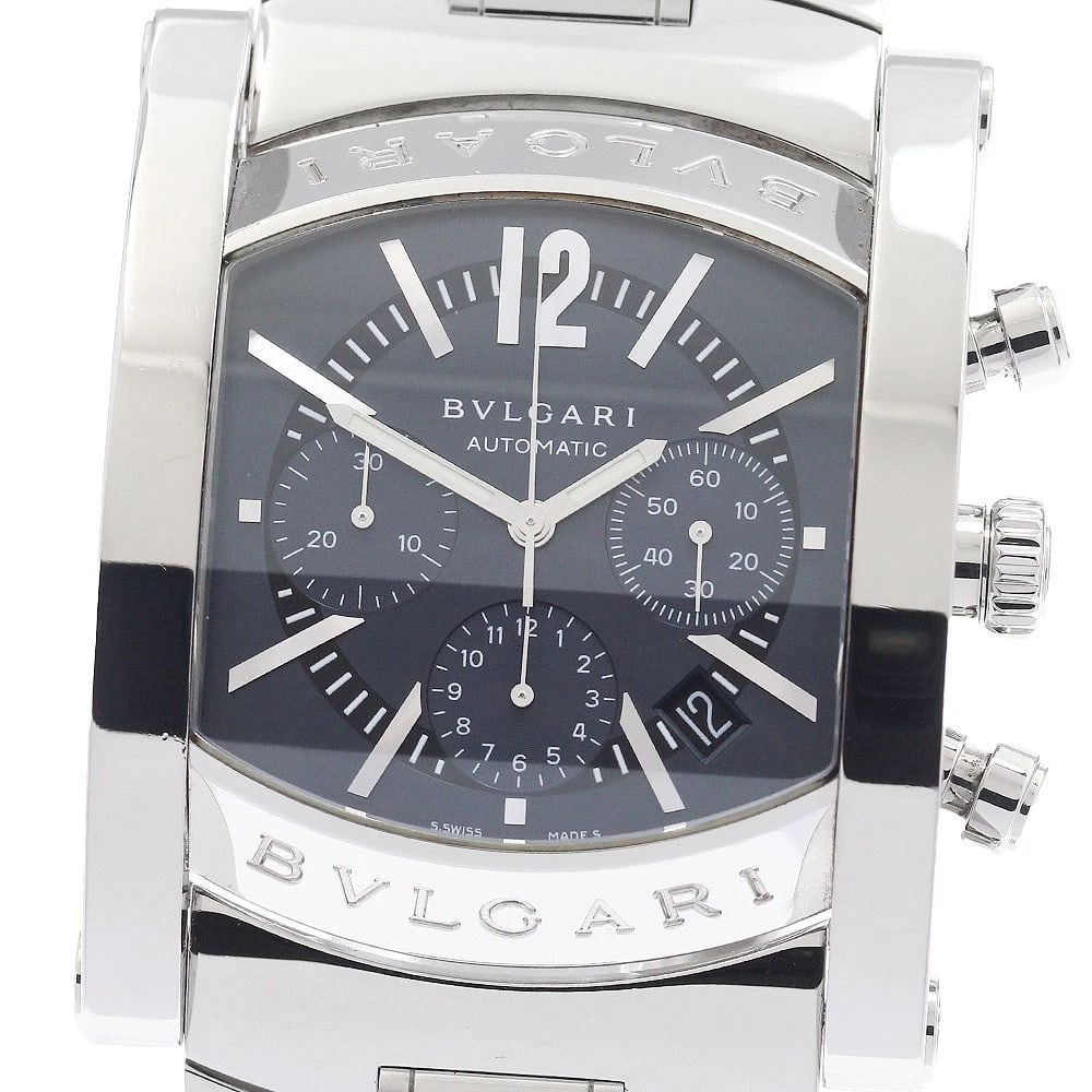 BVLGARI ASSIOMA CHRONOGRAPH DATE GRAY AUTOMATIC WATCH: BVLGARI Assioma Chronograph Date Gray Automatic Watch Brand: BVLGARI Type: Wristwatch Material: Band Material Stainless Steel, Case Material Stainless Steel Color: Band Color Silver, Dial Colorgray,