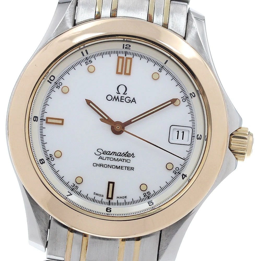 OMEGA SEAMASTER YG WHITE AUTOMATIC WATCH: OMEGA Seamaster YG white Automatic Watch Brand: OMEGA Type: Wristwatch Material: Band Material Stainless Steel/YG, Case Material Stainless Steel/YG Color: Band Color Silver / Gold, Dial Colorwhite, Ca