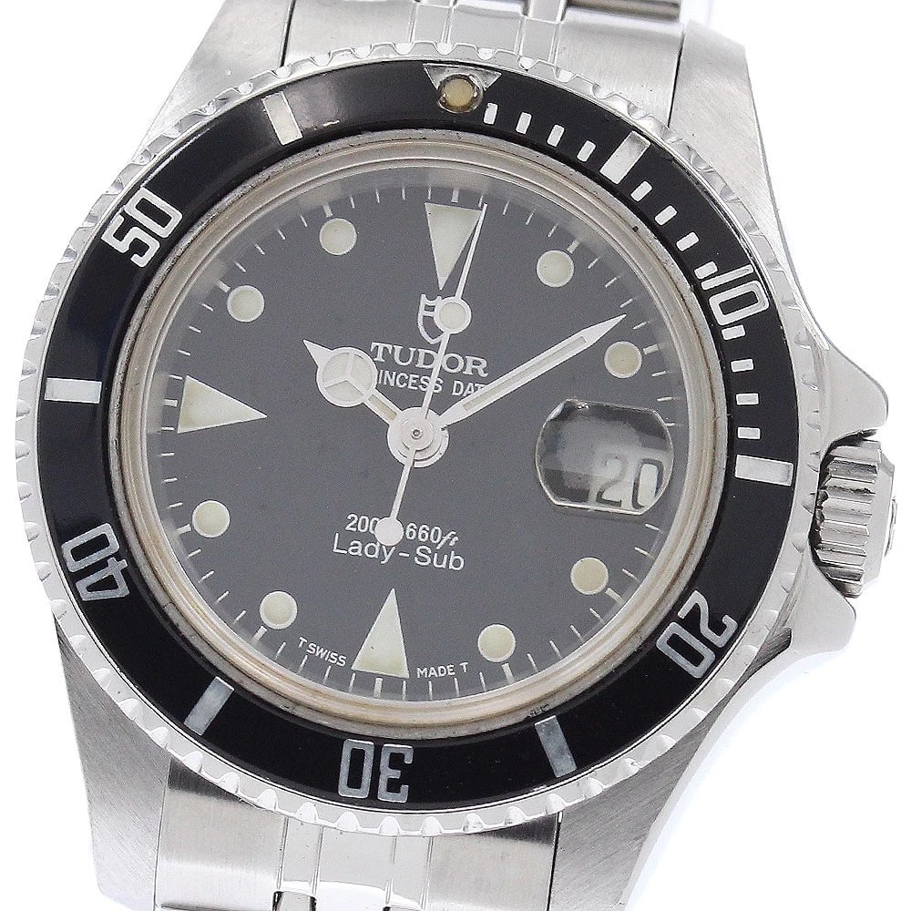 TUDOR PRINCESS DATE BLACK AUTOMATIC WATCH: TUDOR Princess Date Black Automatic Watch Brand: TUDOR Type: Wristwatch Material: Band Material Stainless Steel, Case Material Stainless Steel Color: Band Color Silver, Dial Colorblack, Case ColorSilv