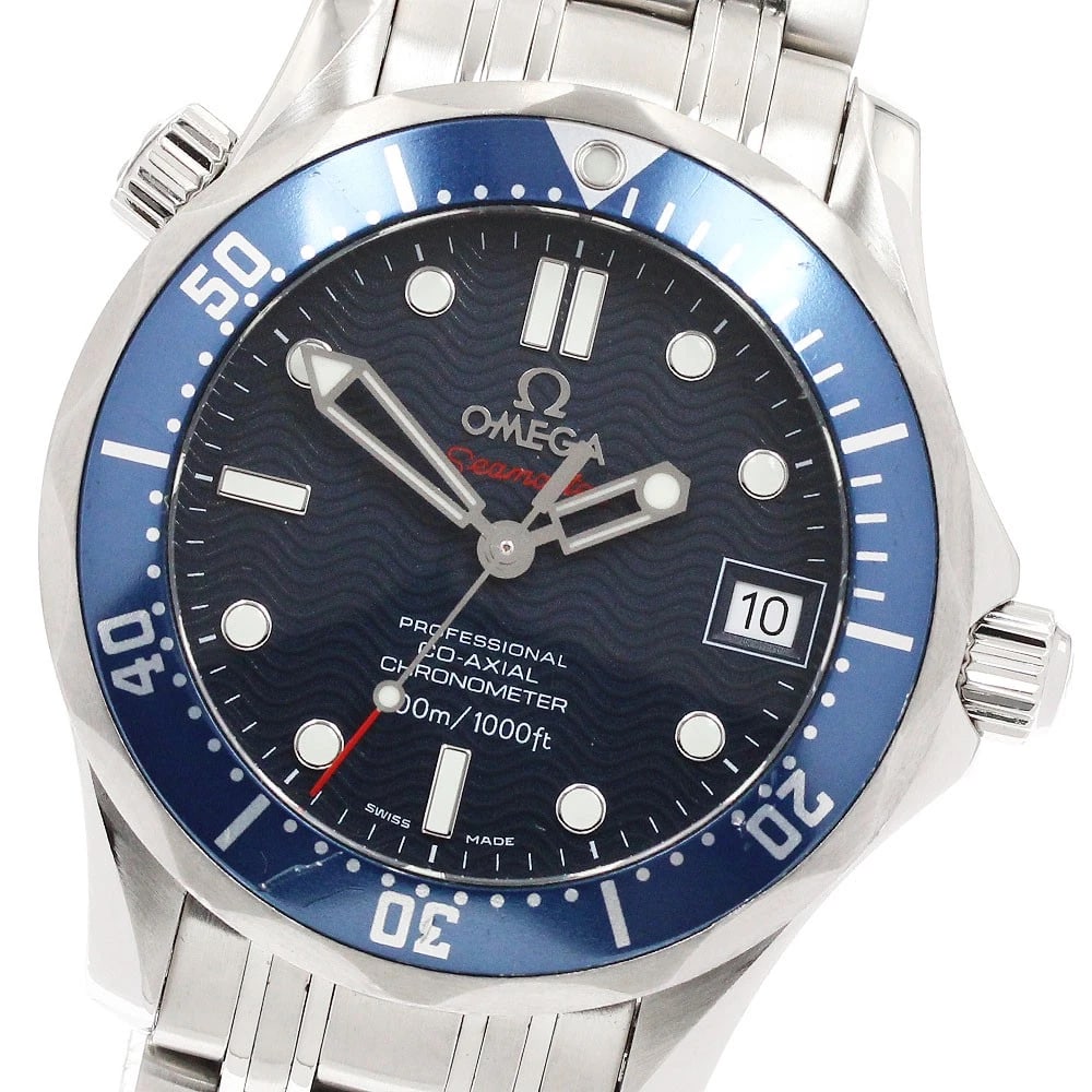 OMEGA SEAMASTERDATE CO-AXIAL NAVY AUTOMATIC WATCH: OMEGA SeamasterDate Co-Axial Navy Automatic Watch Brand: OMEGA Type: Wristwatch Material: Band Material Stainless Steel, Case Material Stainless Steel Color: Band Color Silver, Dial ColorNavy, Case