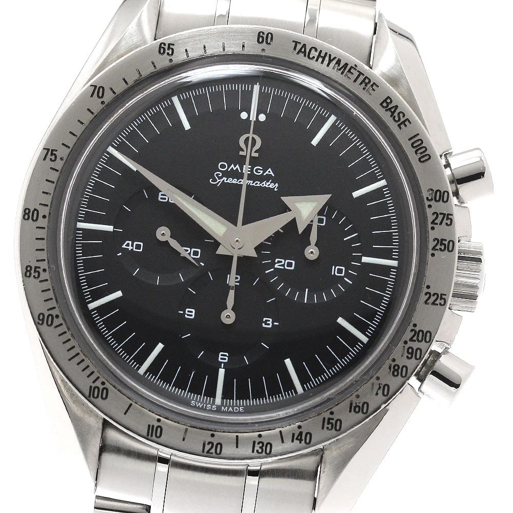 OMEGA SPEEDMASTER CHRONOGRAPH WATCH: OMEGA Speedmaster Chronograph Watch Brand: OMEGA Type: Wristwatch Material: Band Material Stainless Steel, Case Material Stainless Steel Color: Band Color Silver, Dial Colorblack, Case ColorSilver