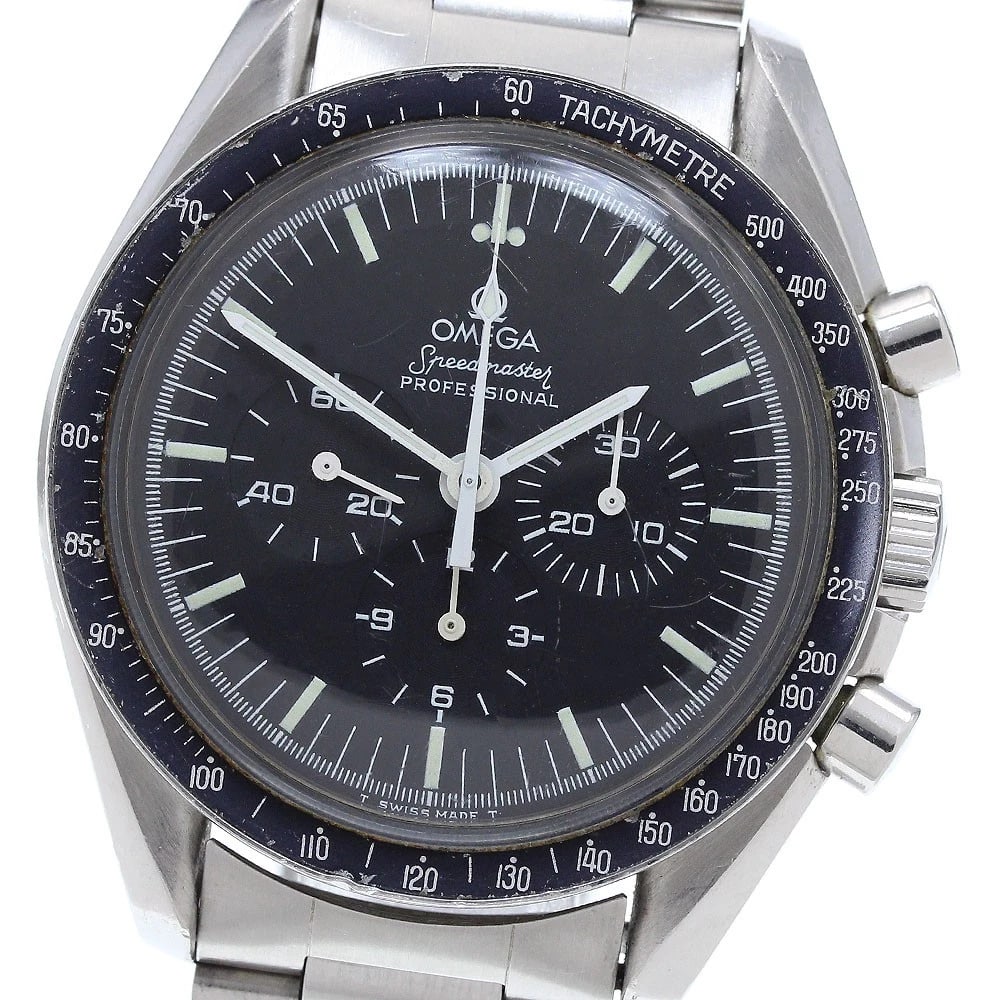 OMEGA SPEEDMASTER PROFESSIONAL MOON WATCH: OMEGA Speedmaster Professional Moon Watch Brand: OMEGA Type: Wristwatch Material: Band Material Stainless Steel, Case Material Stainless Steel Color: Band Color Silver, Dial Colorblack, Case ColorSilv