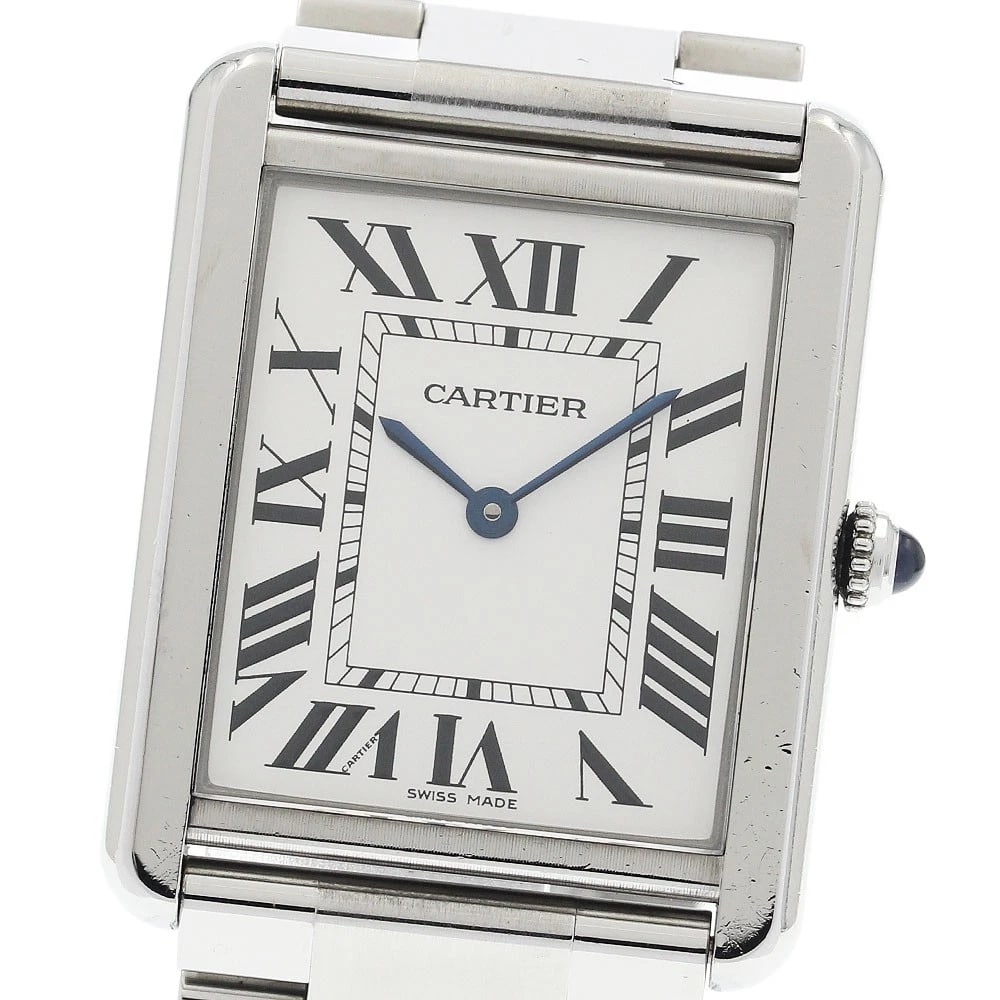 CARTIER TANK SOLO SILVER QUARTZ WATCH: CARTIER Tank solo Silver Quartz Watch Brand: CARTIER Type: Wristwatch Material: Band Material Stainless Steel, Case Material Stainless Steel Color: Band Color Silver, Dial ColorSilver, Case ColorSilve