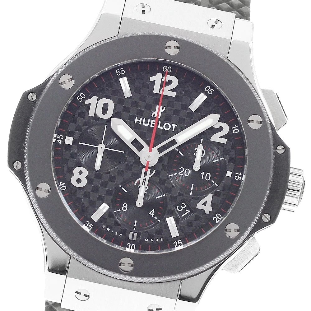 HUBLOT BIG BANG STEEL CERAMIC CHRONOGRAPH AUTOMATIC: HUBLOT Big bang steel ceramic Chronograph Automatic Brand: HUBLOT Type: Wristwatch Material: Band Material rubber, Case Material Stainless Steel / ceramic Color: Band Color black, Dial Colorblack,