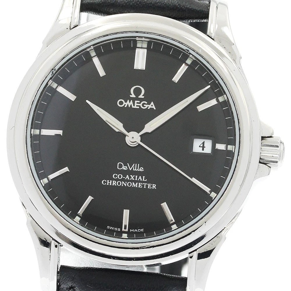 OMEGA DE VILLE COAXIAL CHRONOMETER BLACK AUTO: OMEGA De Ville Coaxial chronometer black Auto Brand: OMEGA Type: Wristwatch Material: Band Material leather, Case Material Stainless Steel Color: Band Color black, Dial Colorblack, Case ColorSilver