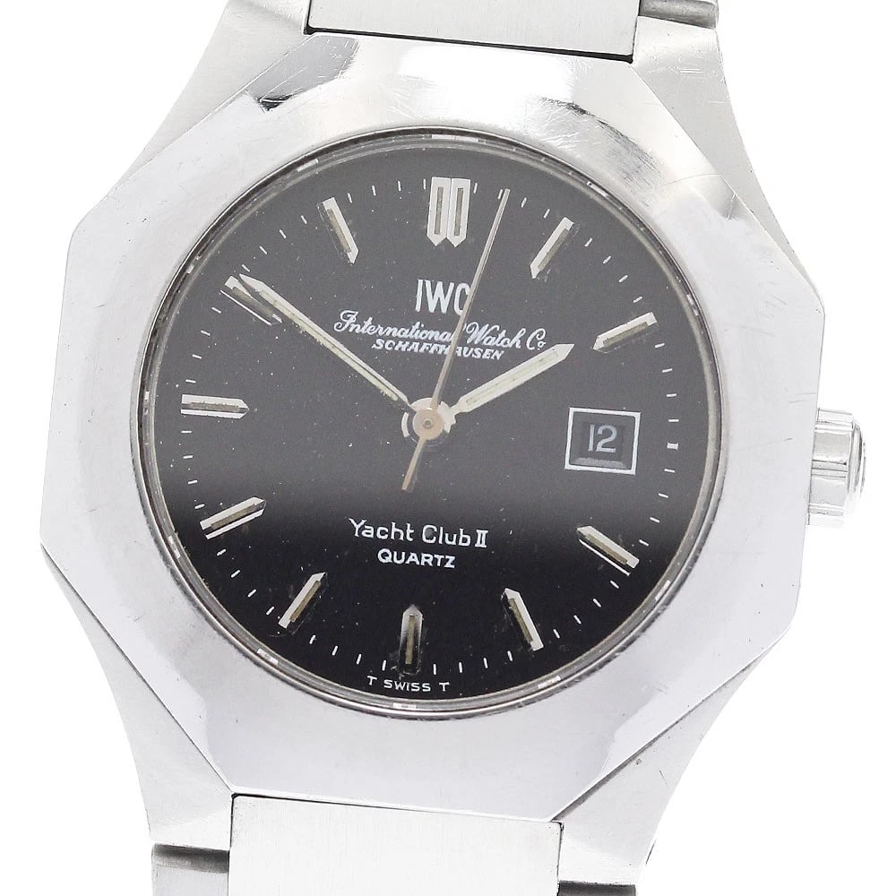 IWC SCHAFFHAUSEN YACHT CLUB DATE BLACK QUARTZ WATCH: IWC SCHAFFHAUSEN Yacht Club Date black Quartz Watch Brand: IWC SCHAFFHAUSEN Type: Wristwatch Material: Band Material Stainless Steel, Case Material Stainless Steel Color: Band Color Silver, Dial Color