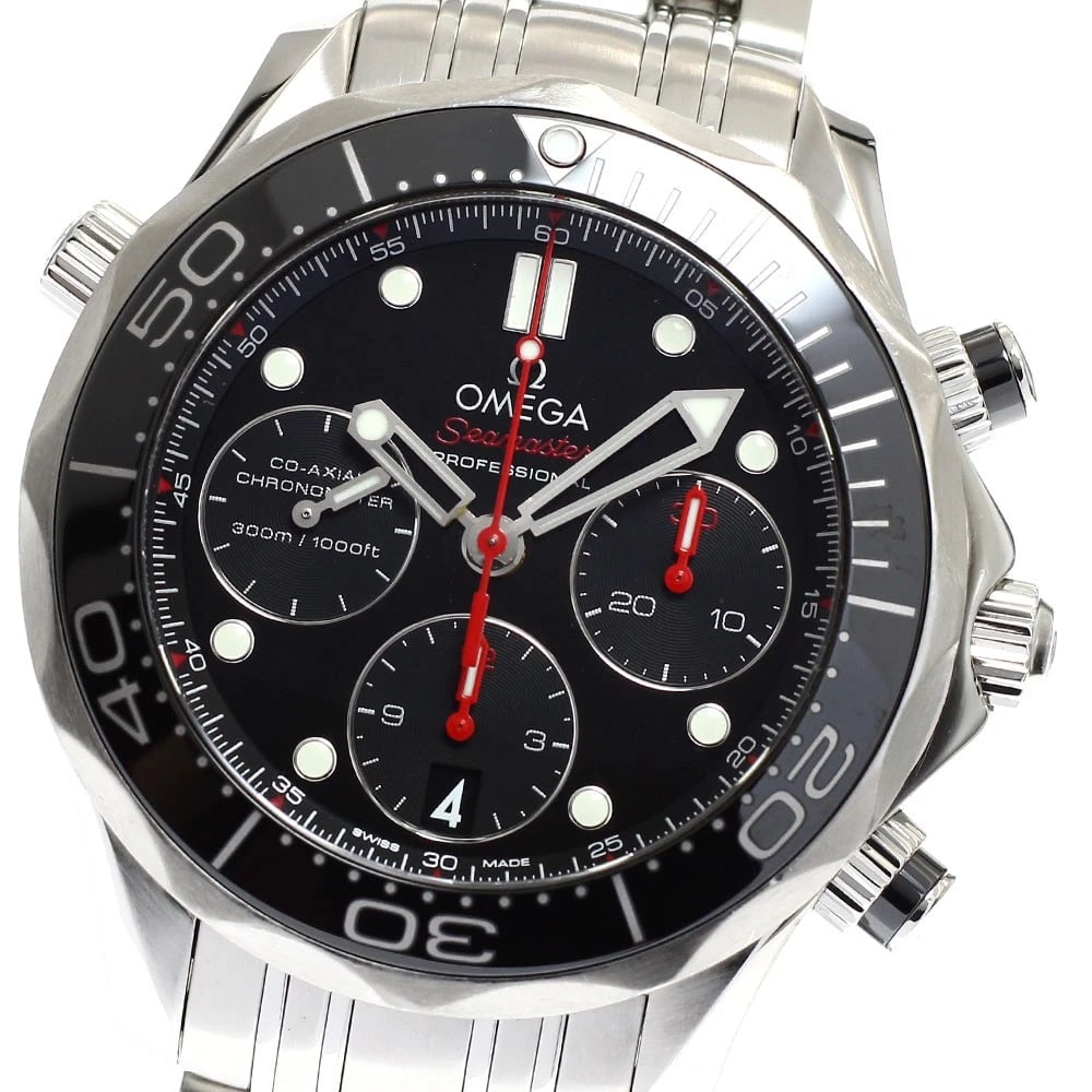 OMEGA SEAMASTER DIVER CO-AXIAL CHRONOGRAPH AUTO: OMEGA Seamaster Diver Co-Axial Chronograph Auto Brand: OMEGA Type: Wristwatch Material: Band Material Stainless Steel, Case Material Stainless Steel Color: Band Color Silver, Dial Colorblack, Case Col