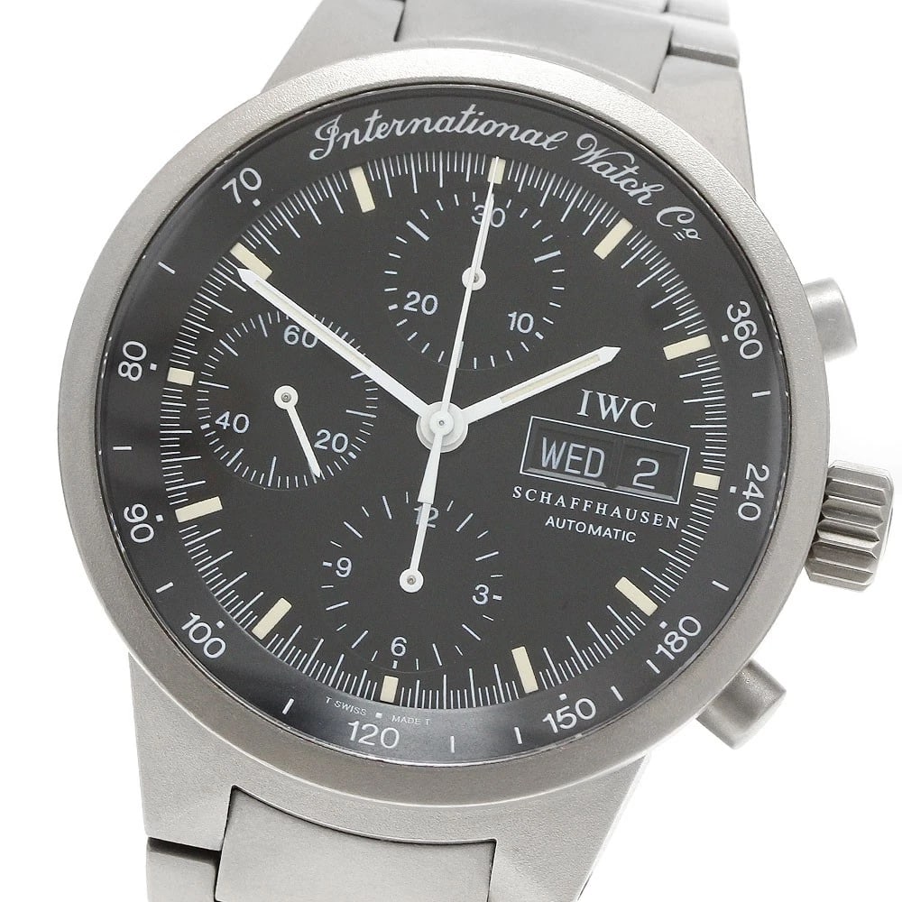 IWC SCHAFFHAUSEN CHRONOGRAPH AUTOMATIC WATCH: IWC SCHAFFHAUSEN Chronograph Automatic Watch Brand: IWC SCHAFFHAUSEN Type: Wristwatch Material: Band Material titanium, Case Material titanium Color: Band Color Silver, Dial Colorblack, Case