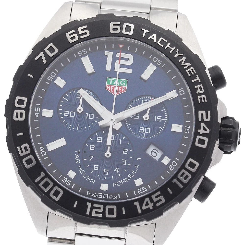 TAG HEUER CHRONOGRAPH BLUE QUARTZ WATCH: TAG HEUER Chronograph blue Quartz Watch Brand: TAG HEUER Type: Wristwatch Material: Band Material Stainless Steel, Case Material Stainless Steel Color: Band Color Silver, Dial Colorblue, Case