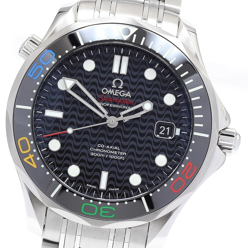 OMEGA SEAMASTER AUTOMATIC WATCH: OMEGA Seamaster Automatic Watch Brand: OMEGA Type: Wristwatch Material: Band Material Stainless Steel, Case Material Stainless Steel Color: Band Color Silver, Dial Colorblack, Case ColorSilver Size: