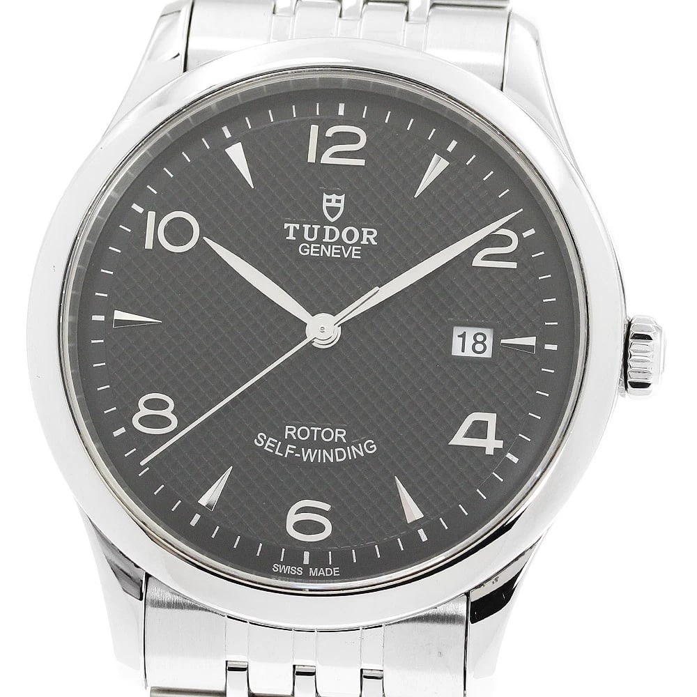 TUDOR DATE BLACK AUTOMATIC WATCH: TUDOR Date black Automatic Watch Brand: TUDOR Type: Wristwatch Material: Band Material Stainless Steel, Case Material Stainless Steel Color: Band Color Silver, Dial Colorblack, Case ColorSilver Size:
