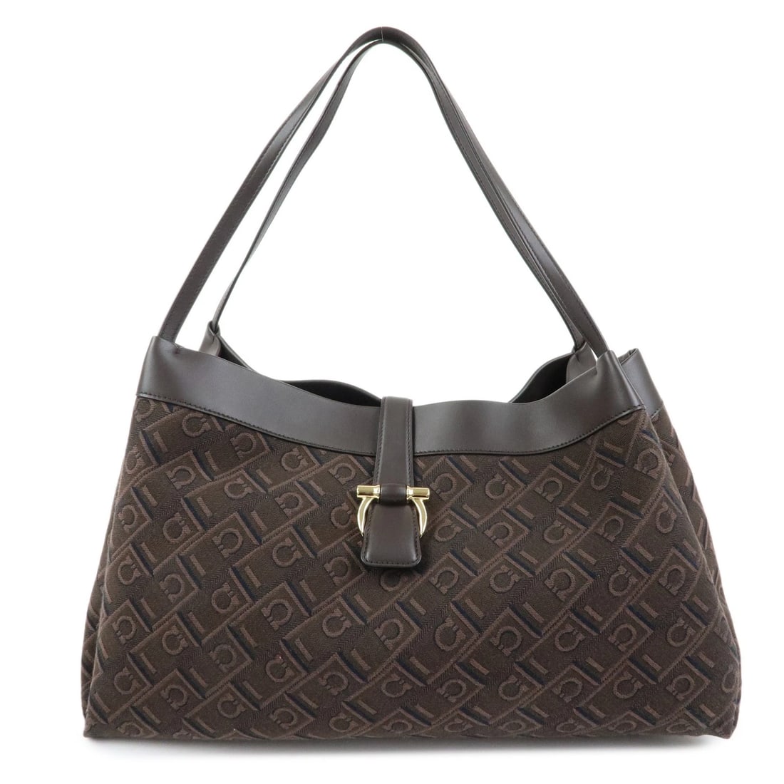 FERRAGAMO GANCINI CANVAS LEATHER SHOULDER BAG HAND BAG (1 of 6)