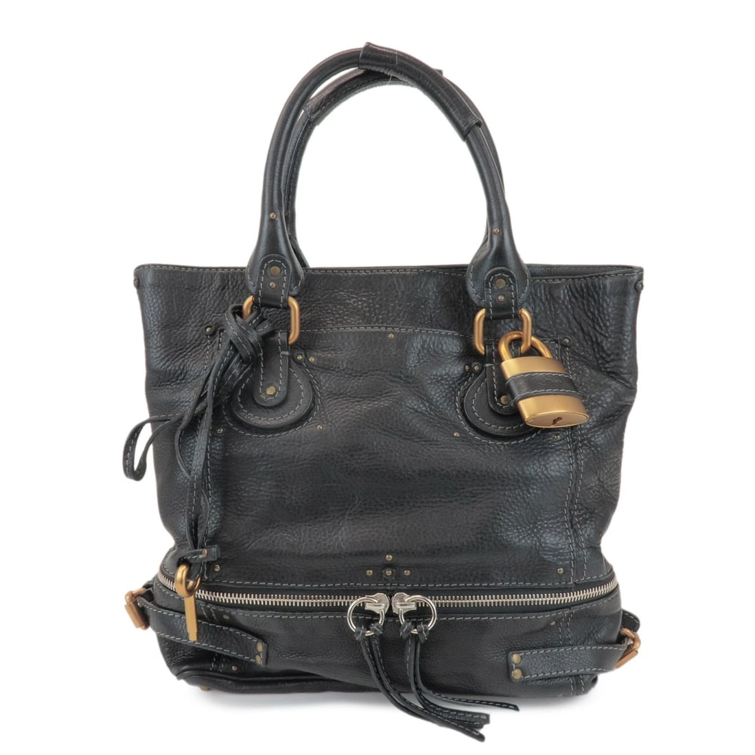 CHLOE PADDINGTON LEATHER TOTE BAG HAND BAG BLACK: Chloe Paddington Leather Tote Bag Hand Bag Black Brand: chloe Type: shoulder bag Material: Leather Color: Black Size: W39cm(15.35")H31cm(12.20")D13cm(5.12") Accessories: None Accessories N