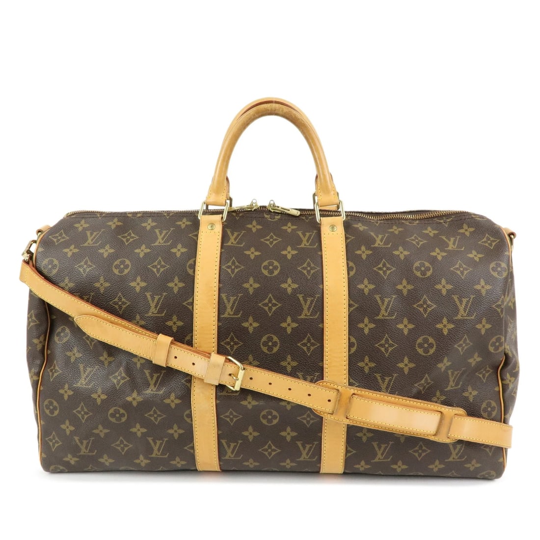 LOUIS VUITTON MONOGRAM KEEP ALL BANDOULIERE 50 BOSTON BAG: Louis Vuitton Monogram Keep All Bandouliere 50 Boston Bag Brand: Louis Vuitton Type: boston bag Material: Monogram Canvas , Nume Leather Color: Monogram Size: W50cm(19.69")H28cm(11.02")D22cm(8.66")
