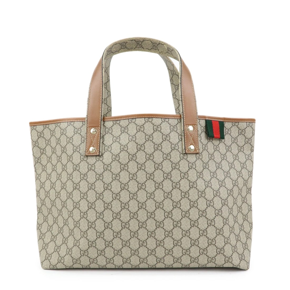 GUCCI SHERRY GG SUPREME LEATHER TOTE HAND BAG: GUCCI sherry GG Supreme Leather Tote Hand Bag Brand: GUCCI Type: tote bag Material: GG Supreme , Leather Color: Beige , Brown Size: W46.5cm(18.31")H27cm(10.63")D11.5cm(4.53") Accessories: None
