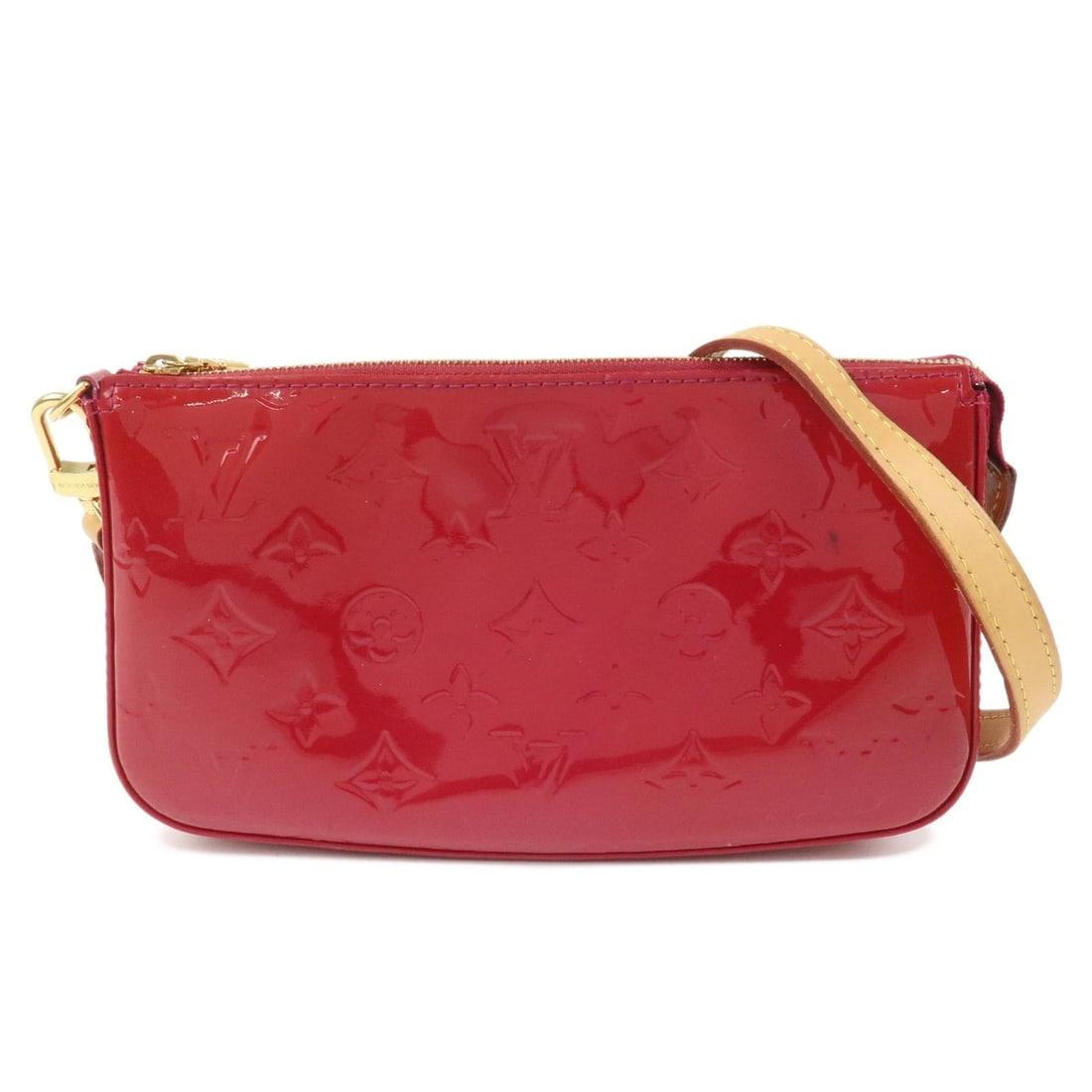 LOUIS VUITTON MONOGRAM VERNIS POCHETTE ACCESSOIRES POUCH: Louis Vuitton Monogram Vernis Pochette Accessoires Pouch Brand: louis vuitton Type: shoulder bag Material: Vernis Leather Color: Rose Indien Size: W23cm(9.06")D4cm(1.57")H13cm(5.12") Accessories: