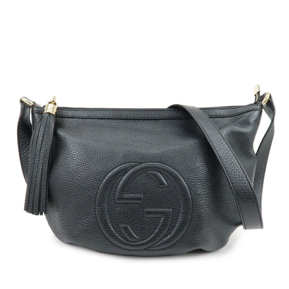 GUCCI SOHO INTERLOCKING G LEATHER SHOULDER CROSSBODY BAG: GUCCI SOHO Interlocking G Leather Shoulder Crossbody Bag Brand: GUCCI Type: Shoulder Bag Material: Leather Color: Black Size: W34cm(13.39")H24cm(9.45")D2cm(0.79") Accessories: None Accesso