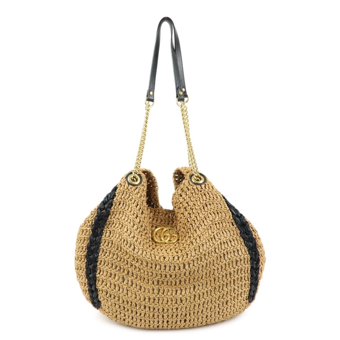 GUCCI GG STRAW LEATHER TOTE BAG SHOULDER BAG: GUCCI GG Straw Leather Tote Bag Shoulder Bag Brand: GUCCI Type: tote bag Material: Straw , Leather Color: Natural , Black Size: W53cm(20.87")H35cm(13.78")D12cm(4.72") Accessories: None Acc