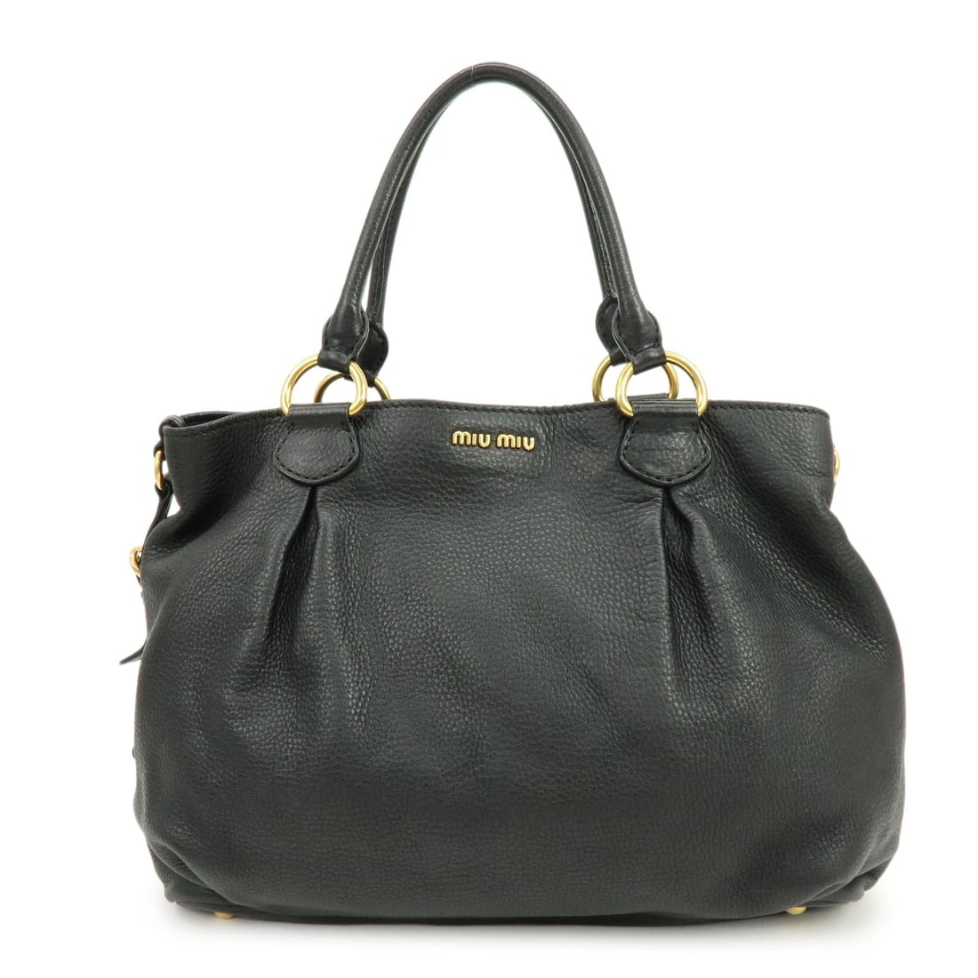 MIU MIU LOGO LEATHER TOTE BAG SHOULDER BAG: MIU MIU Logo Leather Tote Bag Shoulder Bag Brand: MIU MIU Type: tote bag Material: Leather Color: Black Size: W48cm(18.90")H31cm(12.20")D13cm(5.12") Accessories: None Accessories Notice: W