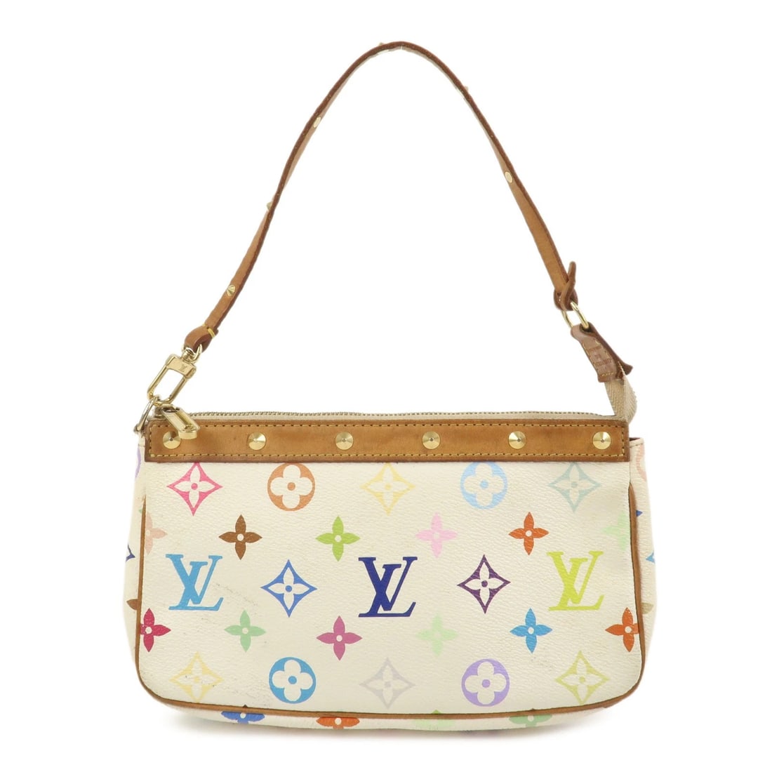 LOUIS VUITTON MONOGRAM MULTICOLOR POCHETTE ACCESSOIRES: Louis Vuitton Monogram Multicolor Pochette Accessoires Brand: Louis Vuitton Type: hand bag Material: Monogram Canvas , Nume Leather Color: Blanc Size: W21cm(8.27")H12.5cm(4.92")D3.5cm(1.38") Acces