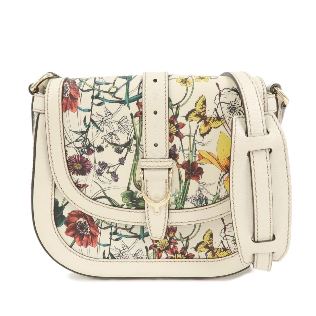 GUCCI FLORA LEATHER SHOULDER BAG CROSSBODY BAG: GUCCI Flora Leather Shoulder Bag Crossbody Bag Brand: gucci Type: wallet Material: Leather Color: Ivory Size: H18cm(7.09")W20cm(7.87")D6cm(2.36") Accessories: None Accessories Notice: When