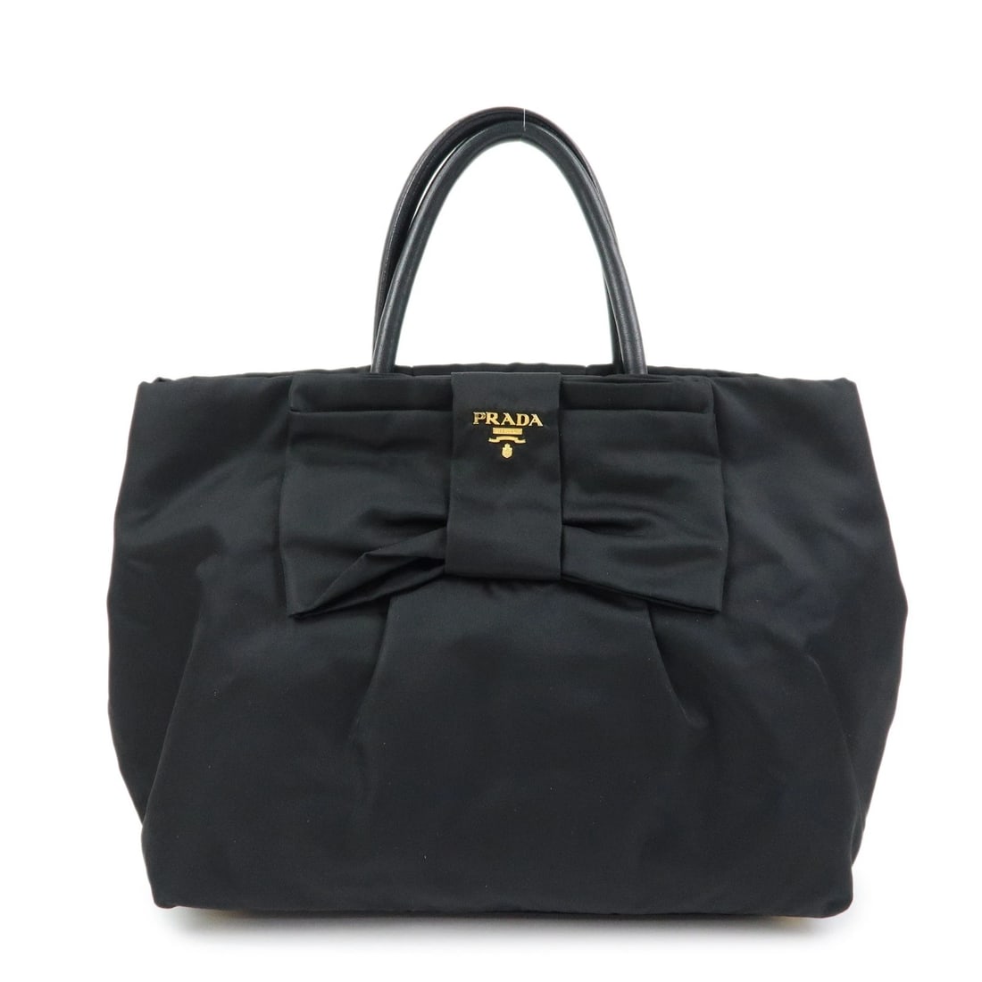 PRADA NYLON LEATHER RIBBON HAND BAG TOTE BAG BLACK: PRADA Nylon Leather Ribbon Hand Bag Tote Bag Black Brand: PRADA Type: hand bag Material: Nylon , Leather Color: Black Size: W28cm(11.02")H23cm(9.06")D16cm(6.30") Accessories: None Accessor
