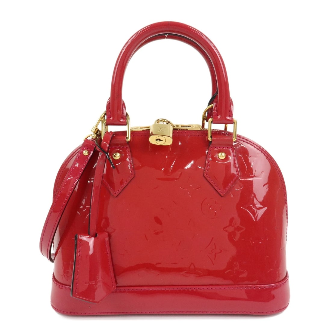 LOUIS VUITTON MONOGRAM VERNIS LEATHER ALMA BB 2WAY BAG: Louis Vuitton Monogram Vernis Leather Alma BB 2Way Bag Brand: Louis Vuitton Type: bag charm Material: Vernis Leather Color: Pomme d'Amour Size: D11.5cm(4.53")H17cm(6.69")W24cm(9.45") Accessories:
