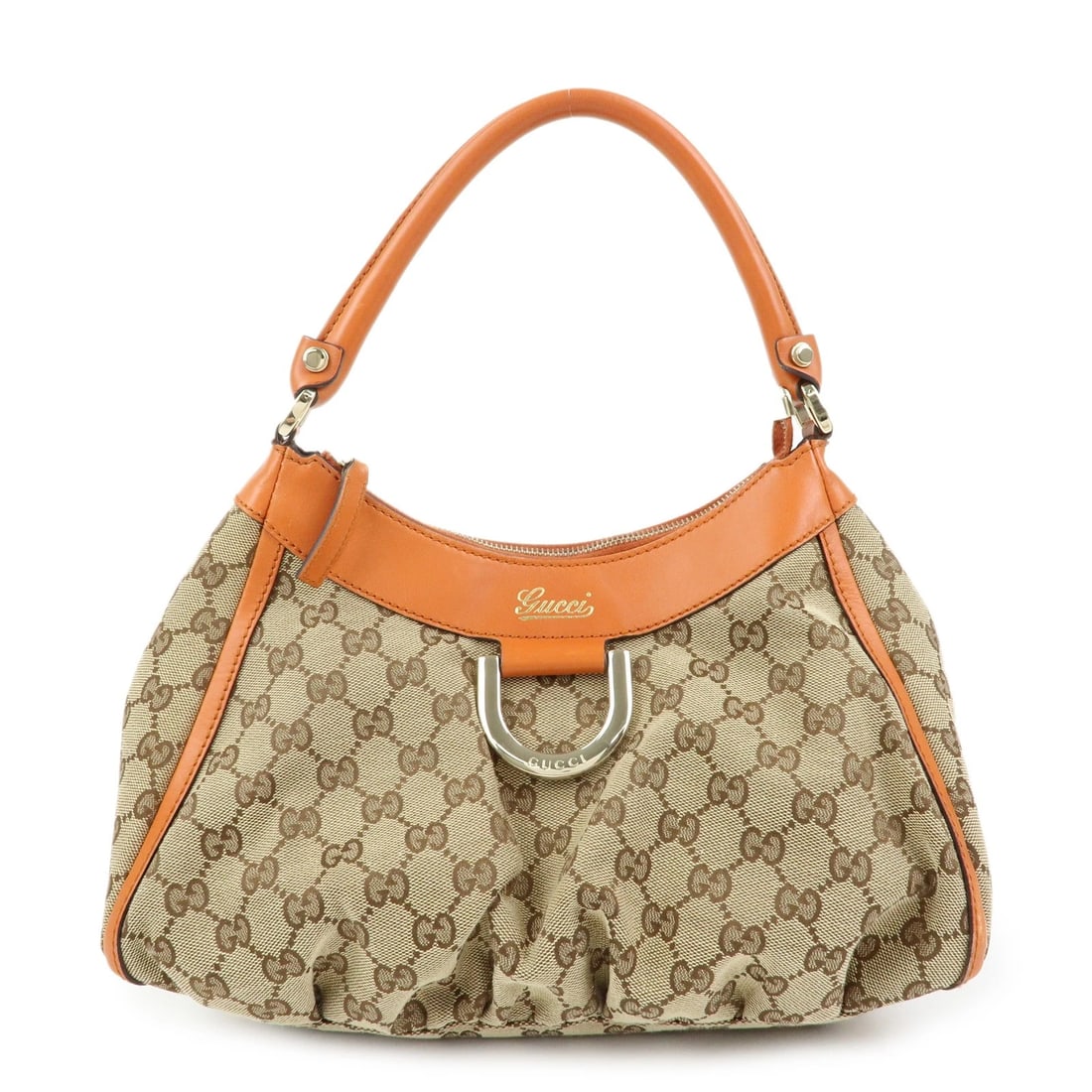 GUCCI ABBEY GG CANVAS LEATHER SHOULDER BAG: GUCCI Abbey GG Canvas Leather Shoulder Bag Brand: gucci Type: shoulder bag Material: GG Canvas , Leather Color: Beige , Orange Size: W31cm(12.20")H20cm(7.87")D12cm(4.72") Accessories: None