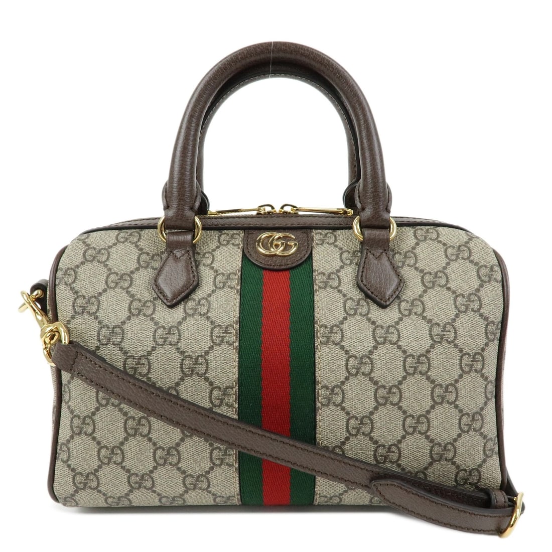 GUCCI OPHIDIA SHERRY GG SUPREME LEATHER 2WAY BOSTON BAG (1 of 6)