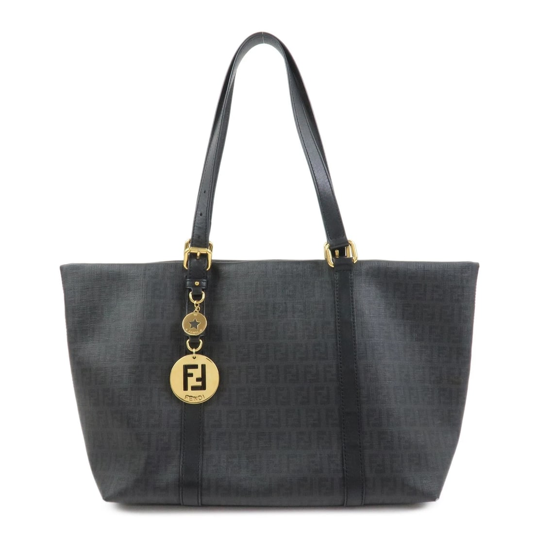 FENDI ZUCCHINO PVC LEATHER TOTE BAG SHOULDER BAG: FENDI Zucchino PVC Leather Tote Bag Shoulder Bag Brand: FENDI Type: tote bag Material: PVC Coating Canvas , Leather Color: Black Size: W45cm(17.72")H24cm(9.45")D14cm(5.51") Accessories: None <