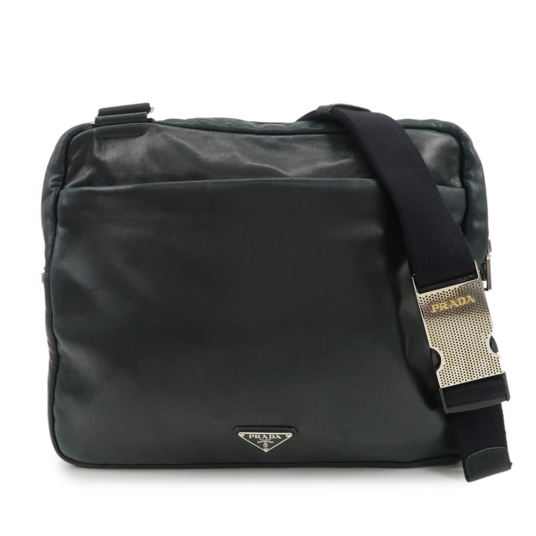 PRADA TRIANGLE LOGO LAMB SKIN CANVAS SHOULDER CROSSBODY BAG (1 of 6)