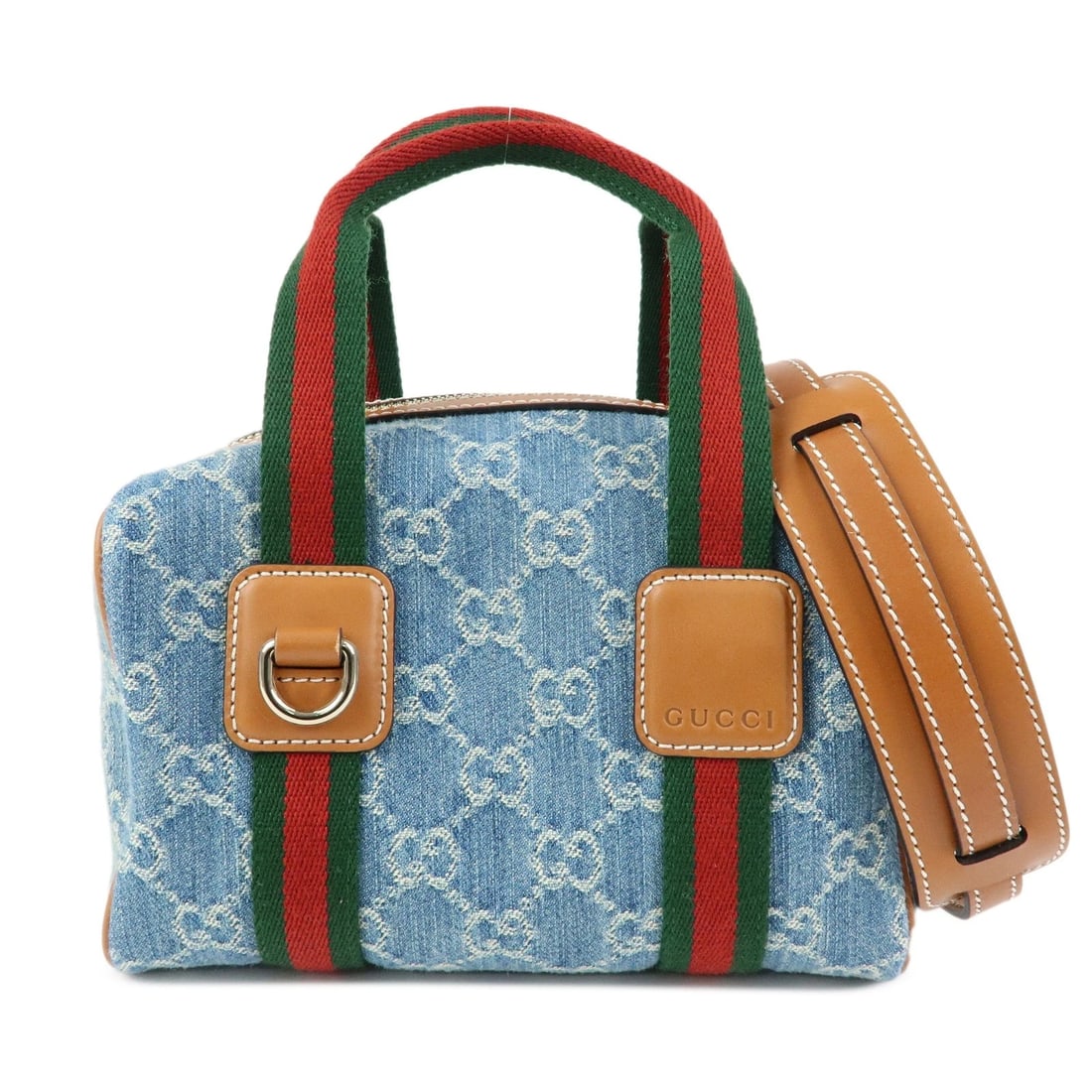 GUCCI SHERRY GG DENIM LEATHER 2WAY BOSTON BAG (1 of 6)