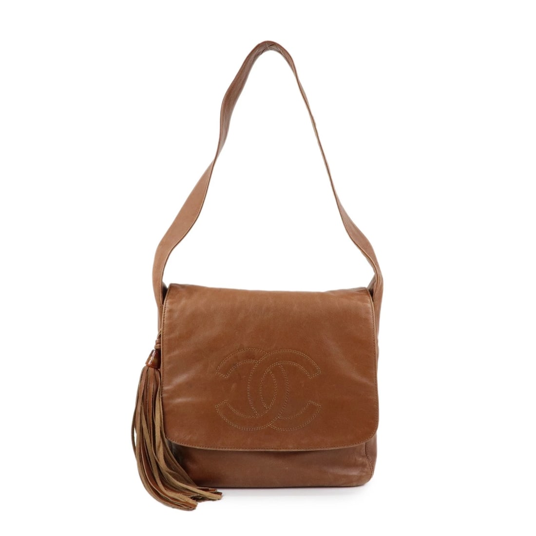 CHANEL COCO MARK LEATHER SHOULDER BAG: CHANEL COCO Mark Leather Shoulder Bag Brand: chanel Type: shoulder bag Material: Leather Color: Brown Size: W26cm(10.24")H25cm(9.84")D10cm(3.94") Accessories: None Accessories Notice: When