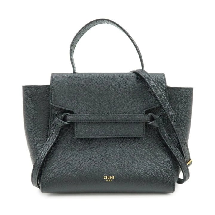 CELINE BELT BAG LEATHER 2WAY BAG SHOULDER BAG HAND BAG: CELINE Belt Bag Leather 2WAY Bag Shoulder Bag Hand Bag Brand: CELINE Type: 2Way Bag Material: Leather Color: Black Size: W27cm(10.63")H16cm(6.30")D10cm(3.94") Accessories: None Accessories