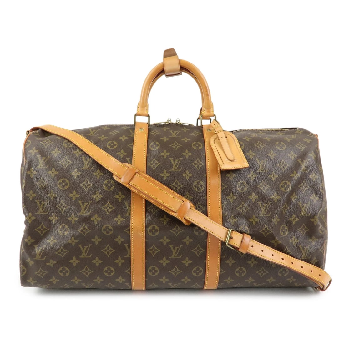 LOUIS VUITTON MONOGRAM KEEP ALL BANDOULIERE 55 BOSTON BAG: Louis Vuitton Monogram Keep All Bandouliere 55 Boston Bag Brand: Louis Vuitton Type: Boston Bag Material: Monogram Canvas , Nume Leather Color: Monogram Size: W55cm(21.65")H30cm(11.81")D25cm(9.84")
