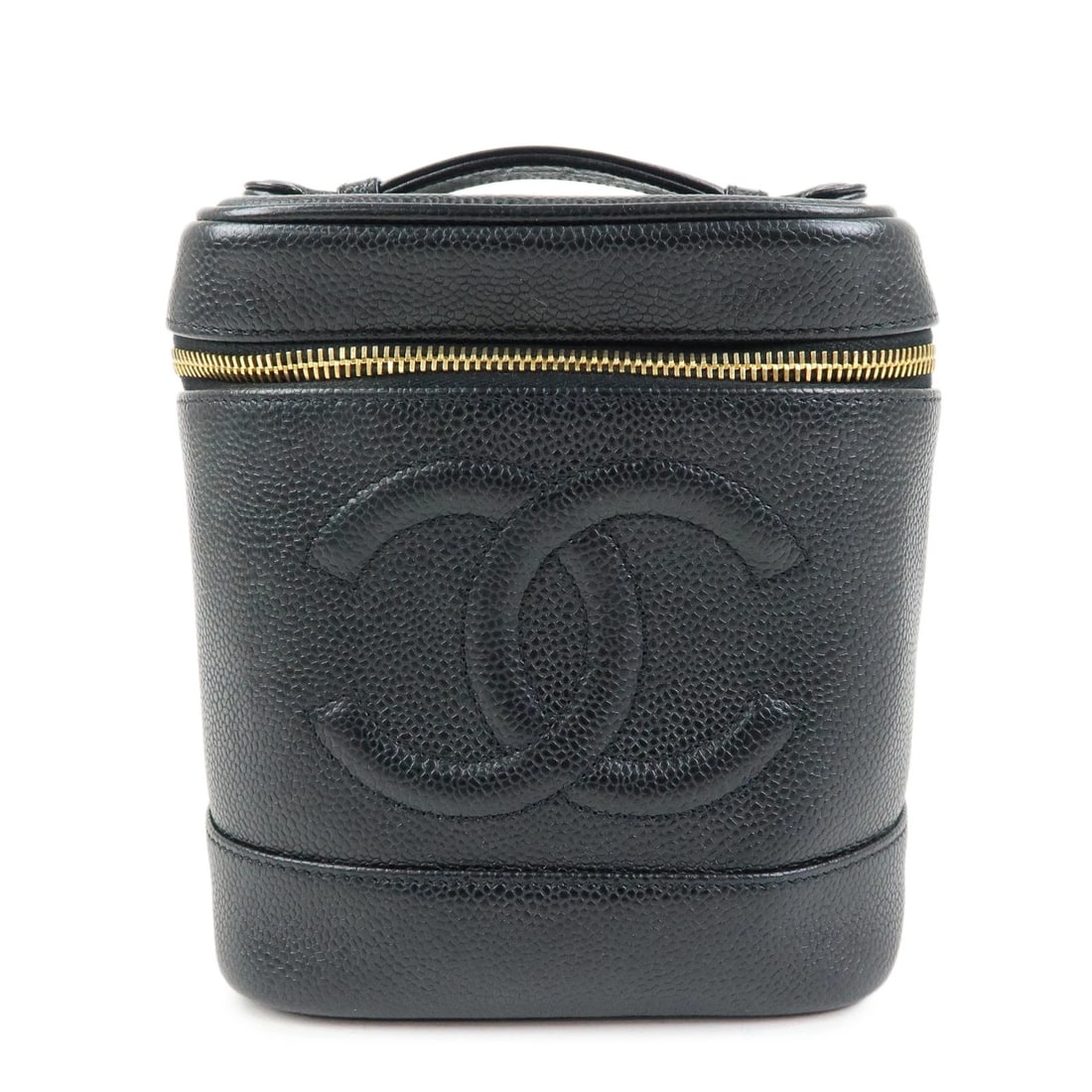 CHANEL COCO MARK CAVIARSKIN VANITY BAG HAND BAG: CHANEL COCO Mark Caviarskin Vanity Bag Hand Bag Brand: Chanel Type: Vanity Bag Material: Caviar skin Color: Black Size: W15cm(5.91")H13cm(5.12")D17cm(6.69") Accessories: None Accessories N