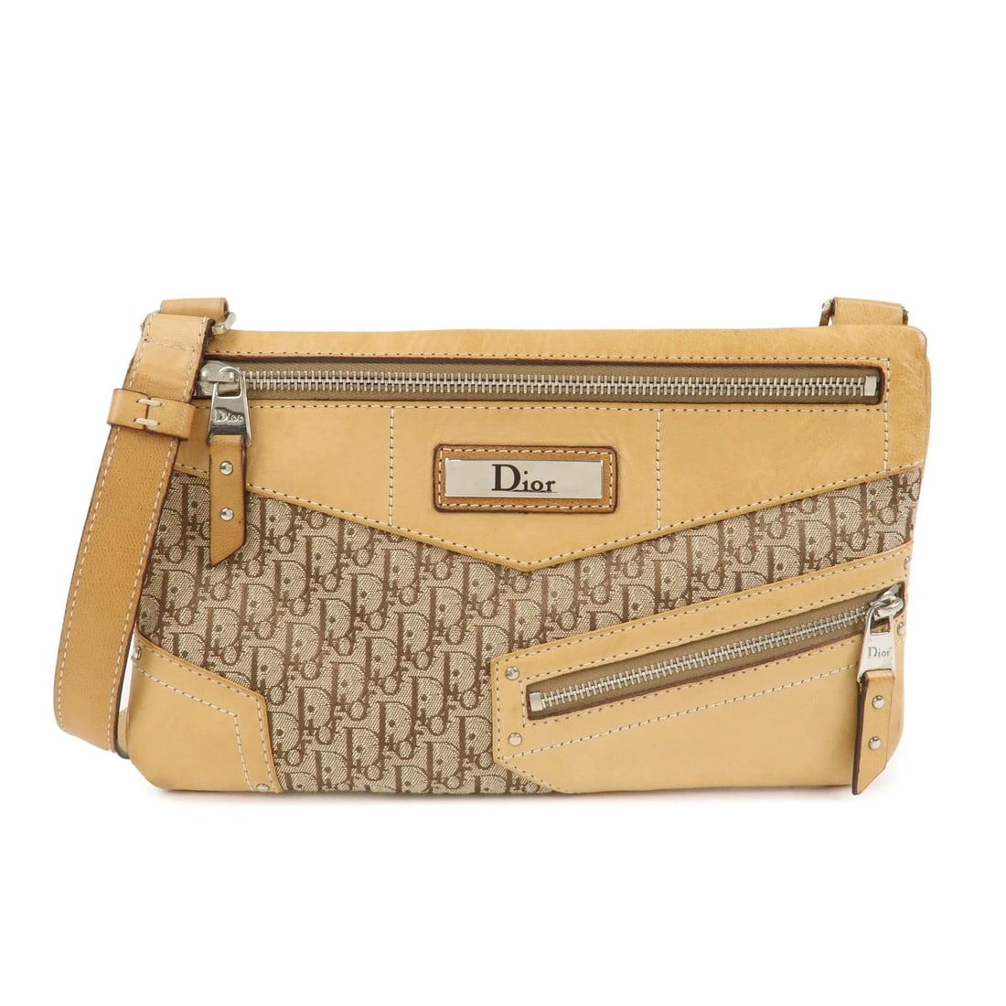 CHRISTIAN DIOR STREET CHIC TROTTER SHOULDER BAG CROSSBODY BAG: Christian Dior Street Chic Trotter Shoulder Bag Crossbody Bag Brand: Christian Dior Type: shoulder bag Material: Canvas , Leather Color: Brown , Natural Size: W25cm(9.84")H15cm(5.91")D1cm(0.39") A
