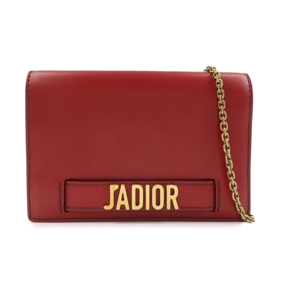 CHRISTIAN DIOR J’ADIOR LEATHER CHAIN WALLET WOC SHOULDER BAG: Christian Dior J’Adior Leather Chain Wallet WOC Shoulder Bag Brand: Christian Dior Type: shoulder bag Material: Leather Color: Red Size: W19cm(7.48")H12cm(4.72")D3cm(1.18") Accessories: None <