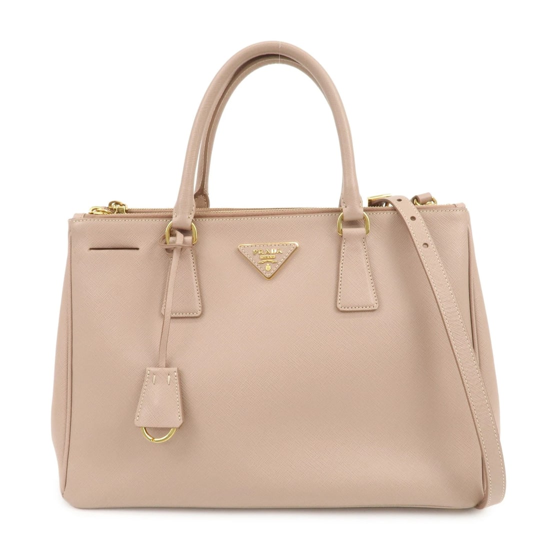 PRADA TRIANGLE LOGO GALLERIA 2WAY BAG SHOULDER BAG: PRADA Triangle Logo Galleria 2Way Bag Shoulder Bag Brand: Louis Vuitton Type: clutch bag Material: Saffiano Leather Color: Pink Size: W34cm(13.39")H24cm(9.45")D15cm(5.91") Accessories: None