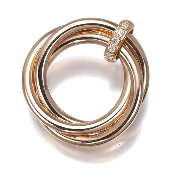 CARTIER PENDANT DIAMOND TRINITY 18K 750 ROSE GOLD: Cartier Pendant Diamond Trinity 18K 750 Rose Gold Brand: Cartier Type: Pendant Material: 18K / 750 / Rose Gold, Main Stone/Creation NATURAL Color: Rose gOLD Size: Design Size: Diameter Approximately 1