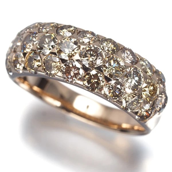 BROWN DIAMOND PAVED RING 18K 750 ROSE GOLD (1 of 3)