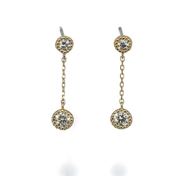 SIRENA AZZURRO EARRINGS DIAMOND MILGRAIN 18K YG: Sirena Azzurro Earrings Diamond Milgrain 18K YG Brand: Sirena Azzurro Type: Earring Material: 18K / 750 / Yellow Gold, Main Stone/Creation NATURAL Color: Yellow Gold Size: Design size: 17.7 x 4.1mm