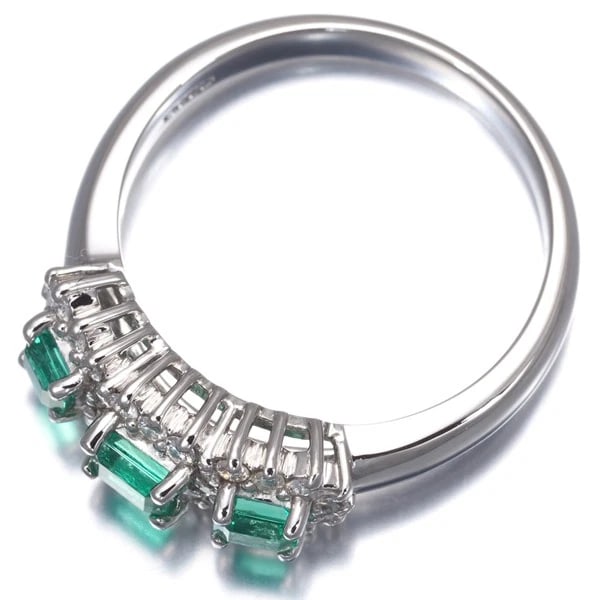 EMERALD DIAMOND RING 900 PLATINUM - 3